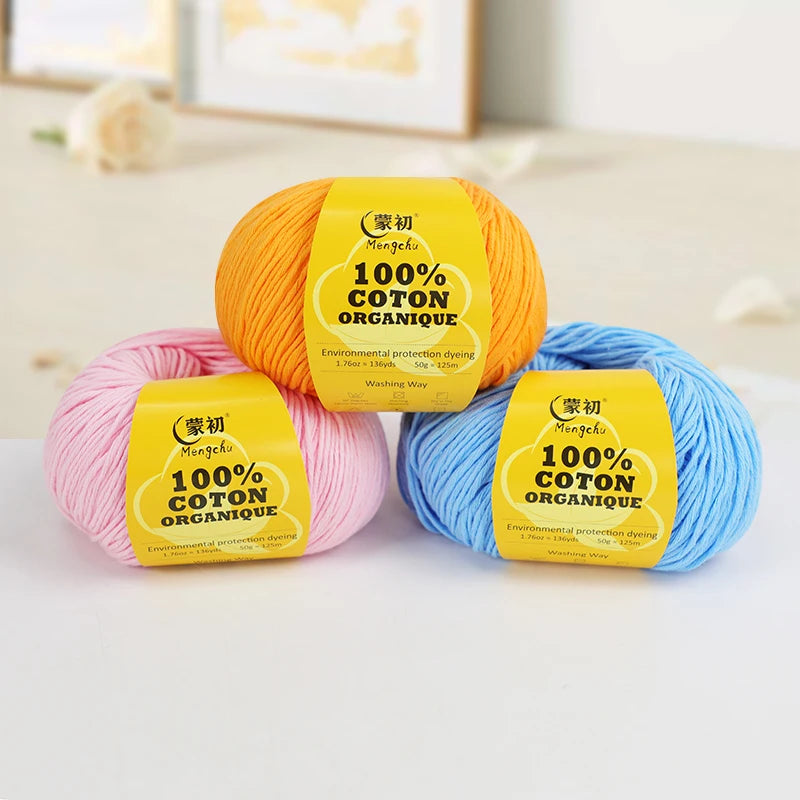 100% Cotton Yarn Super Soft Silk Crochet Cotton Thread 50g Hand Knitting Sweater Lanas Para Crochet