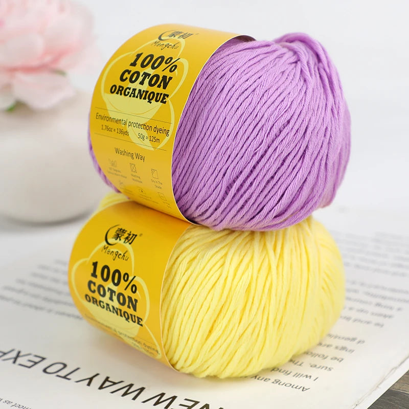 100% Cotton Yarn Super Soft Silk Crochet Cotton Thread 50g Hand Knitting Sweater Lanas Para Crochet