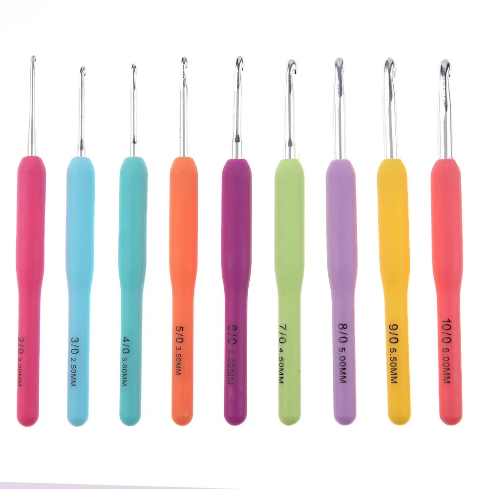 15PCS Crochet Hooks Kit 2.0mm to 8.0mm Aluminum Crochet Needles Set with Storage Bag Yarn Weave Knitting Needle DIY Weaving Tool