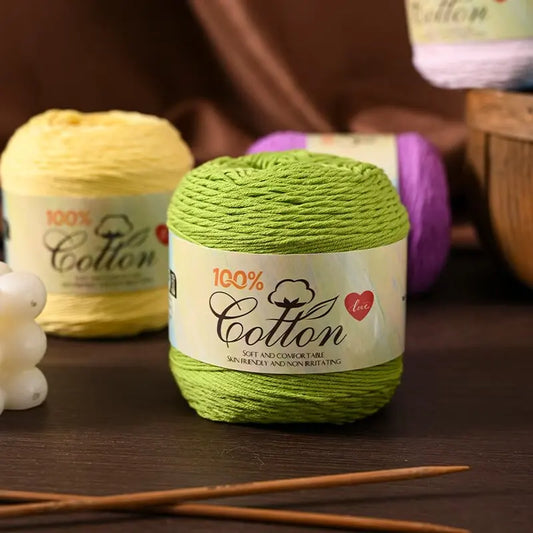 Solid Color Cake Yarn, Pure Cotton Thread, Soft and Comfortable, Available in Multiple Colors. Suitable for Spring and Summer Knitting, Ideal for Hand-Knitted Sweaters, Scarves, Hats, Carpets, Gloves, and Various Handmade Cra