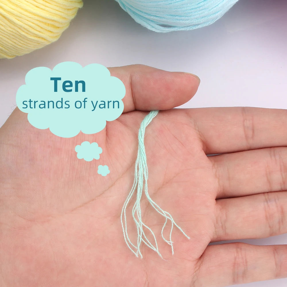 QJH 100% Organic Cotton Yarn - Eco Friendly Crochet and Knitting Yarn - Cotton Baby Sport Weight Yarn - 1.76oz/136yards/1Pcs